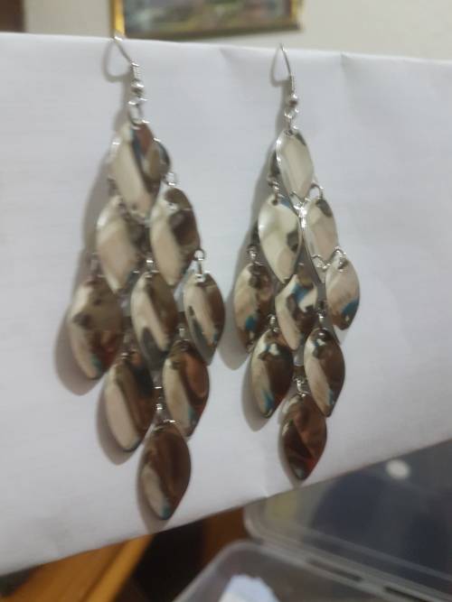 Fashion Earrings Hollow Metal Leaves Leaf Long Dangle