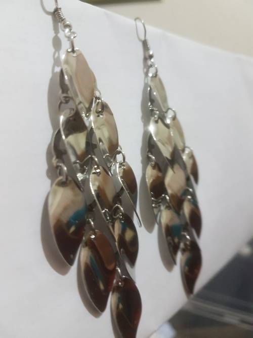 Fashion Earrings Hollow Metal Leaves Leaf Long Dangle