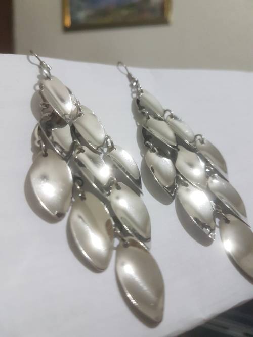 Fashion Earrings Hollow Metal Leaves Leaf Long Dangle
