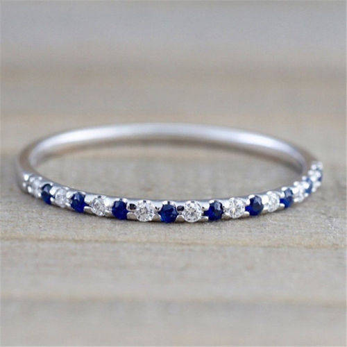 Blue Sapphire Wedding Proposal Party Ring Sz 9