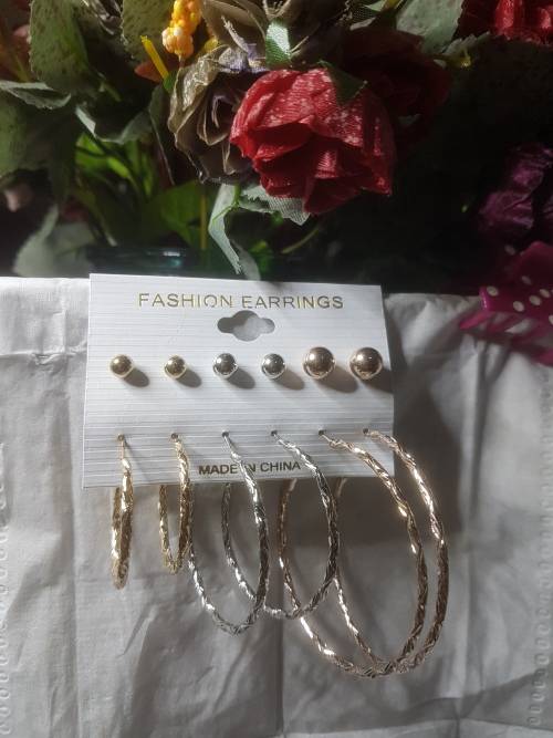 6 Pairs/set Vintage  Big Round Circle Hoop Dangle Earrings