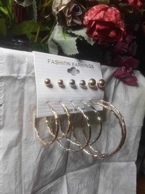 6 Pairs/set Vintage  Big Round Circle Hoop Dangle Earrings