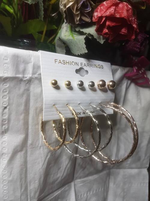 6 Pairs/set Vintage  Big Round Circle Hoop Dangle Earrings