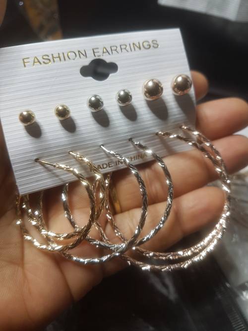6 Pairs/set Vintage  Big Round Circle Hoop Dangle Earrings