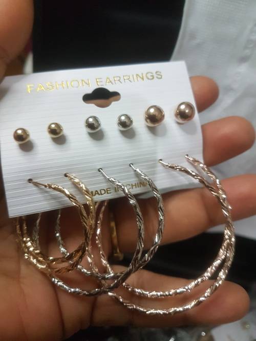 6 Pairs/set Vintage  Big Round Circle Hoop Dangle Earrings