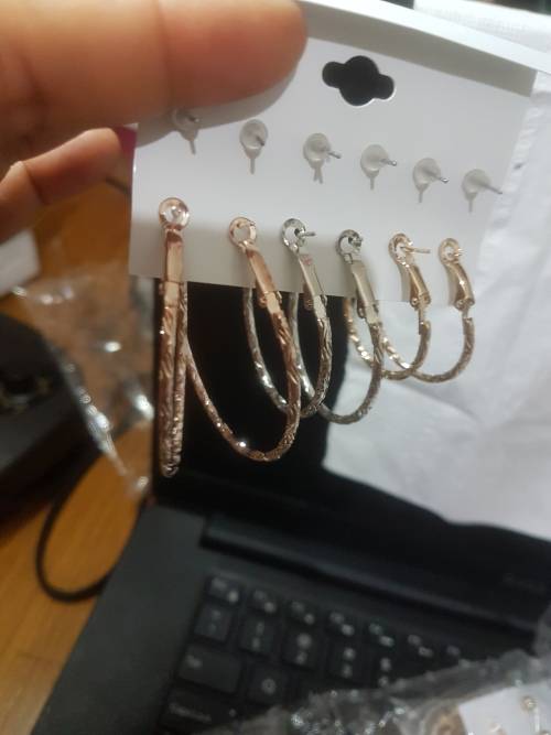 6 Pairs/set Vintage  Big Round Circle Hoop Dangle Earrings