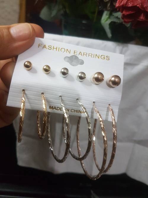 6 Pairs/set Vintage  Big Round Circle Hoop Dangle Earrings