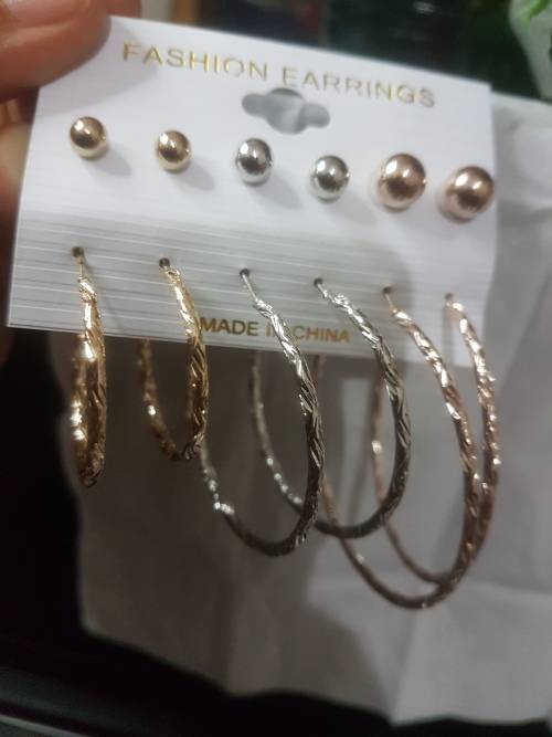 6 Pairs/set Vintage  Big Round Circle Hoop Dangle Earrings