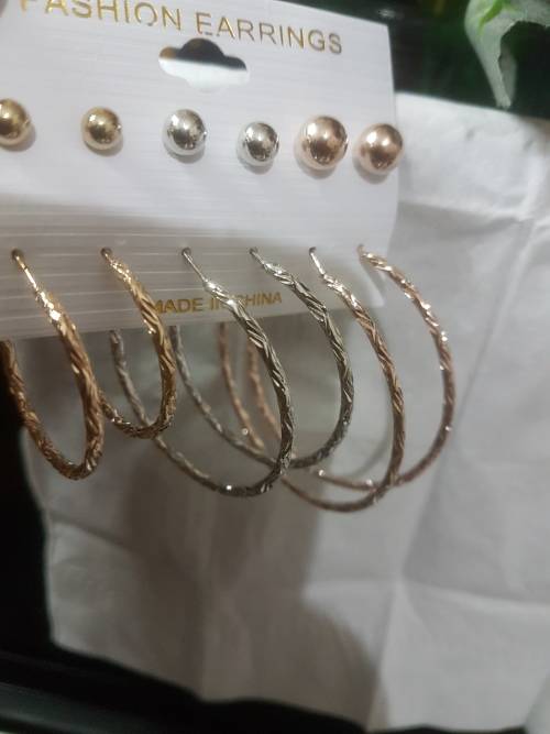 6 Pairs/set Vintage  Big Round Circle Hoop Dangle Earrings