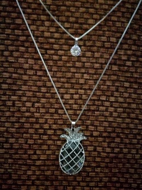 Long Sweater Chain Silver Colored Crystal Pineapple cute Fashion Necklace