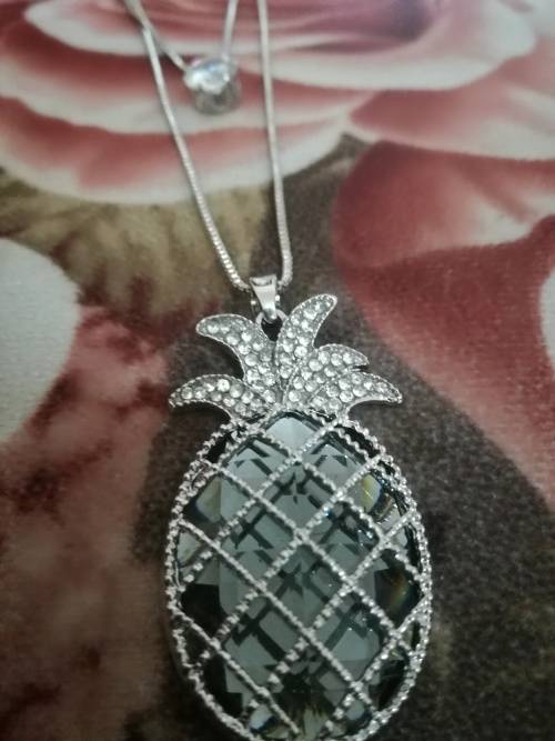 Long Sweater Chain Silver Colored Crystal Pineapple cute Fashion Necklace