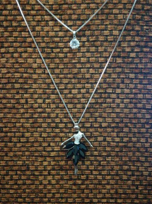 Long Double Layer Sweater Ballerina in Black Dress Fashion Necklace