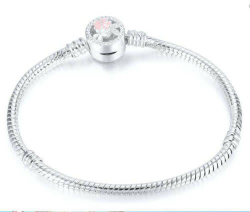 Silver Snake Chain Bracelets Bangle suit European Charm Beads 17cm