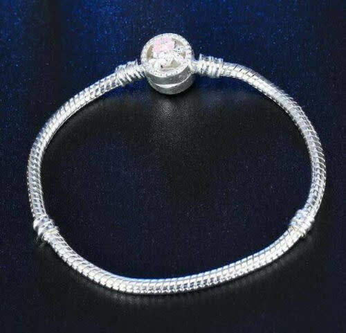 Silver Snake Chain Bracelets Bangle suit European Charm Beads 17cm