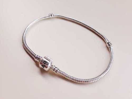 Silver Snake Chain Bracelets Bangle suit European Charm Beads 21cm