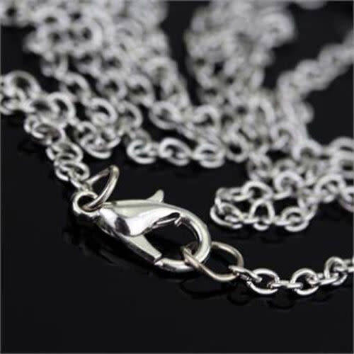 Heart Key Blue Crystal Rhinestone Silver Chain