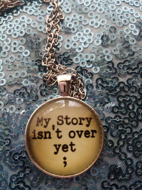 My Story isn't over yet; Cabochon Glass Tibet Silver Chain Pendant Necklace