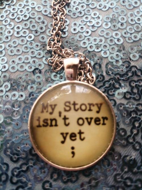 My Story isn't over yet; Cabochon Glass Tibet Silver Chain Pendant Necklace