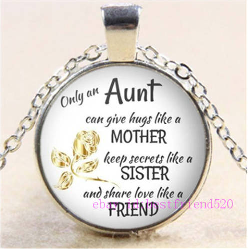 "Only an Aunt ......." Cabochon Glass Silver Pendant Necklace