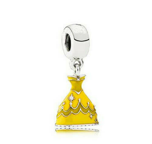 Silver Crystal Princess Dress Charm European Spacer Beads Fit Necklace Bracelet