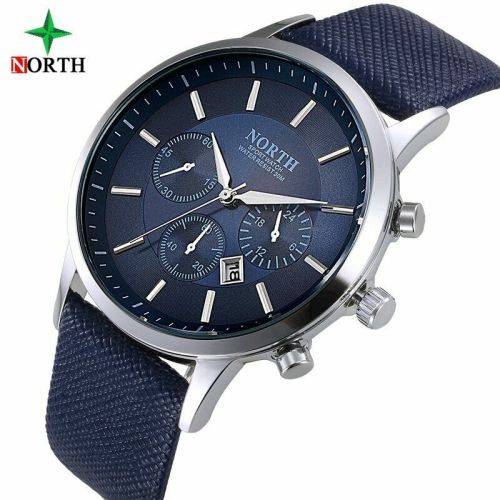 North Luxury Men Watches Waterproof Genuine Leather Fashion Casual Wristwatch