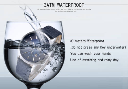 North Luxury Men Watches Waterproof Genuine Leather Fashion Casual Wristwatch