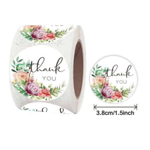 50pcs/roll Thank You Stickers for Seal Labels 3.8cm /1.5 Inch Gift Packaging Stickers