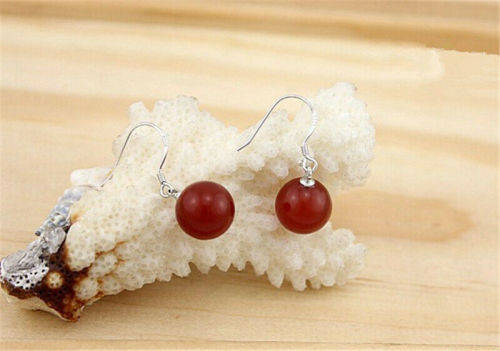 Red agate earrings Charm jewelry women gift