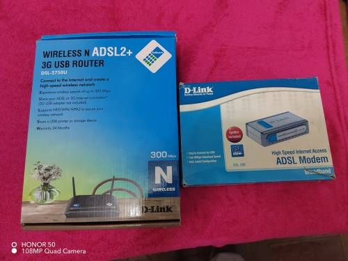 2x D-Link ADSL2+ router and ADSL Modem