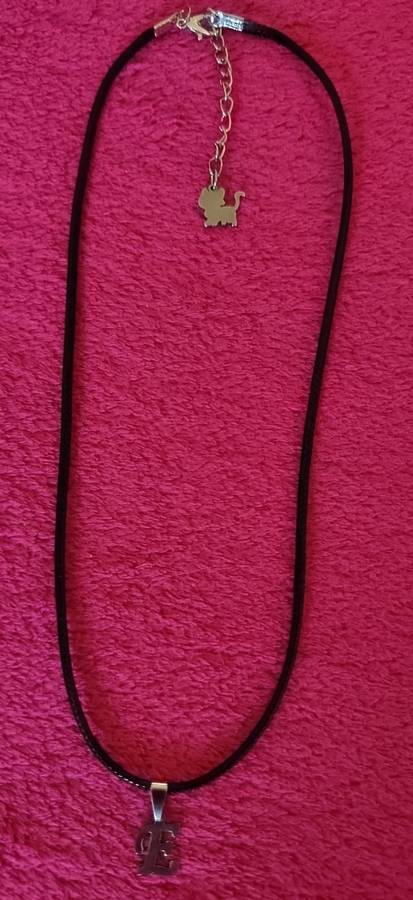 Genuine Letter ` N ` Pendant Stainless Steel With Black Leather Cord