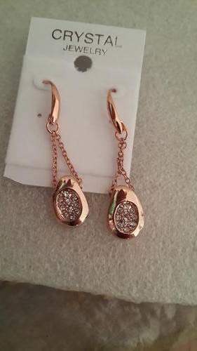 Vintage style White sapphire brand new HOT 18k gold filled dangle earrin