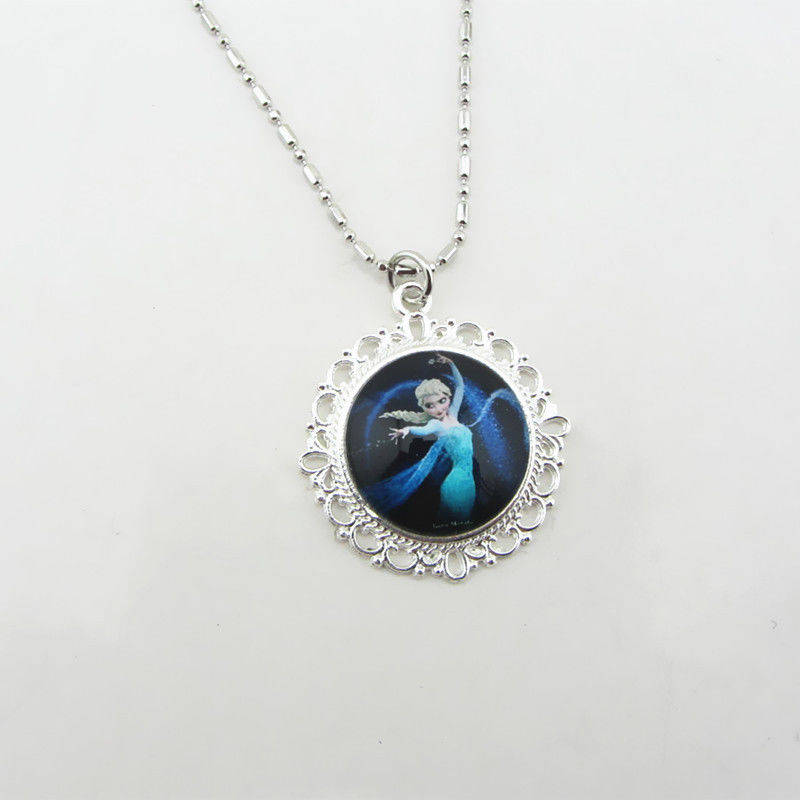 Hot FROZEN PENDANT Silver Plated CHAIN NECKLACE ROYAL PRINCESS Elsa & Anna