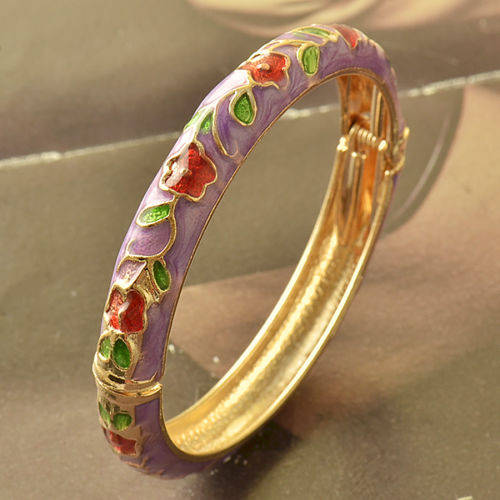 9K Yellow Gold Filled Enamel Flower Bracelet