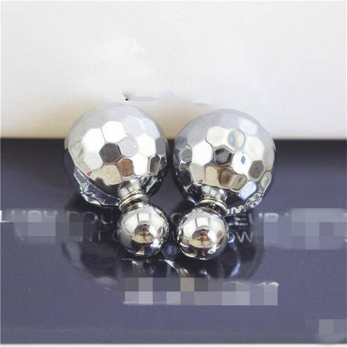 Double Sides Earrings Two Ball Stud Black Earrings