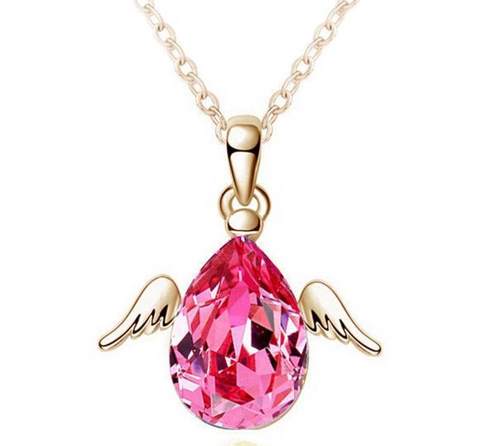Wing Heart Shape Womens 18k Gold Filled Necklace