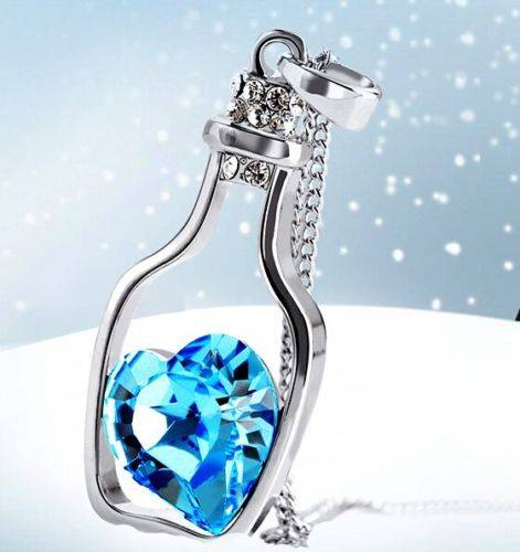 9K White Gold Filled AAA CZ & Crystal Heart Shape Necklace & Pendant