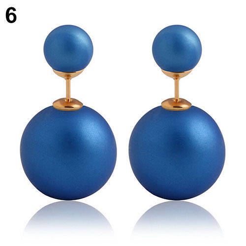 Double Two Sides Gift Ball Beads Ear Stud Plug Bubble Earrings