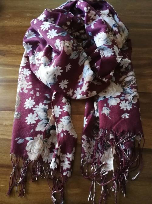 Burgundy colour floral Scarf