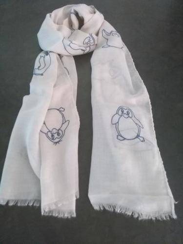 *Summer Scarf* Beige scarf with Penguin motif