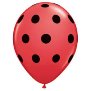 Black/red polkadot balloon