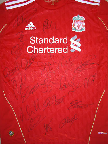 Liverpool signed squad shirt with c.o.a