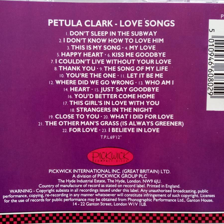 Petula Clark (CD) Love Songs