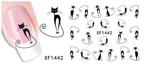NAIL ART WATER DECAL STICKER CAT