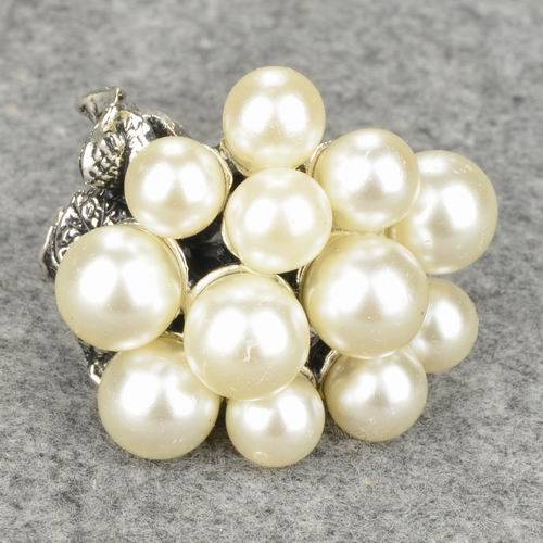 CRAZY RING SALE!! * Silver Tone Pearls Adjustable Cocktail Ring *