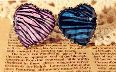 CRAZY RING SALE!! * Pink Vintage Zebra Stripe Love Heart Adjustable Cocktail Ring *