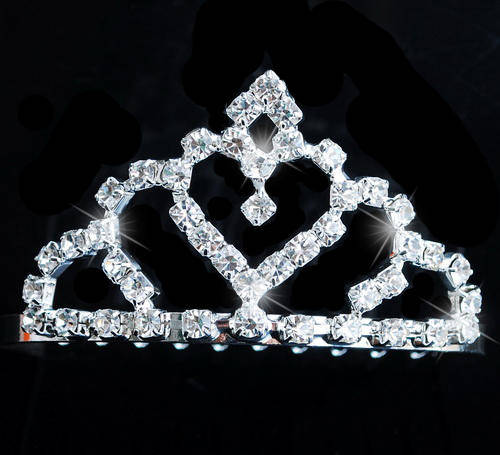 * Mini Princess Wedding Crystal Veil Tiara Comb Crown *