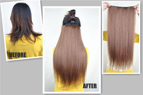 Hot!! 5 Clips on Long Straight Hair Extension Golden Blond #27