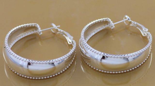 * 925 Silver SP Smooth Round Hoop Earrings *