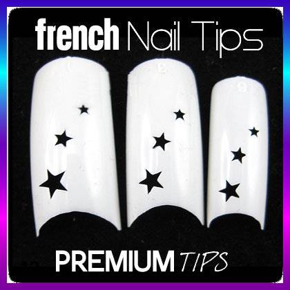 100x Stars Gel Acrylic White French Nails Tips