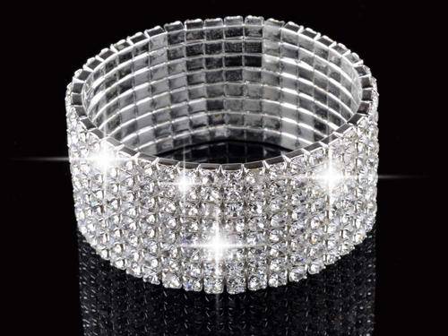 Stunning!! * Evening Prom 8 Row Crystal Diamante Bracelet *